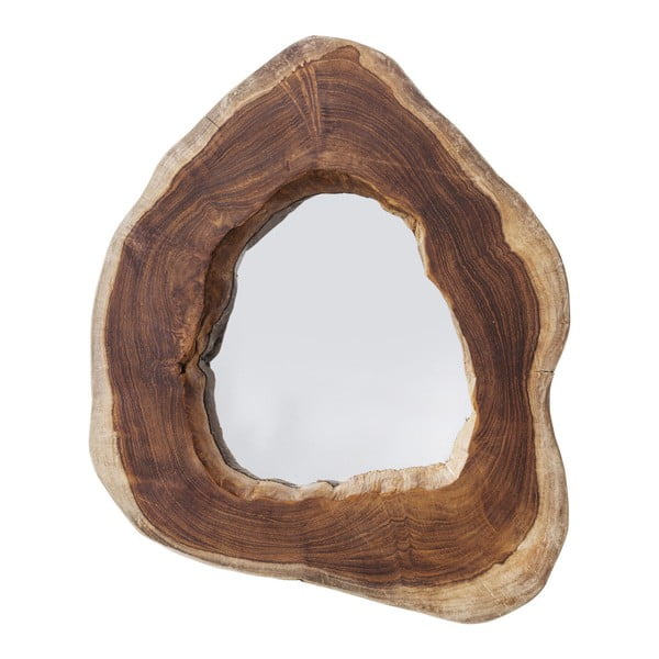 Oglindă perete din lemn de tec Kare Design Root, Ø 40 cm