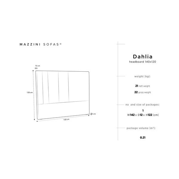 Tăblie pat Mazzini Sofas Dahlia, 120 x 140 cm, negru-image-4