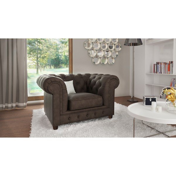 Fotoliu maro închis cu tapițerie din catifea Cambridge – Ropez-image-1