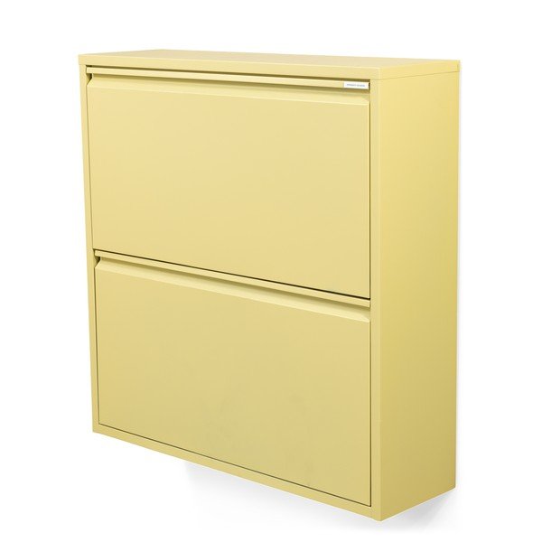 Pantofar galben deschis cu deschidere înclinată/suspendat din oțel 75x77,5x22,5 cm Billy – Spinder Design
