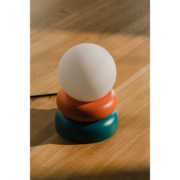 Veioză petrol/portocalie din lemn masiv cu abajur din sticlă (înălțime 24 cm) Otem – noo.ma-image-4