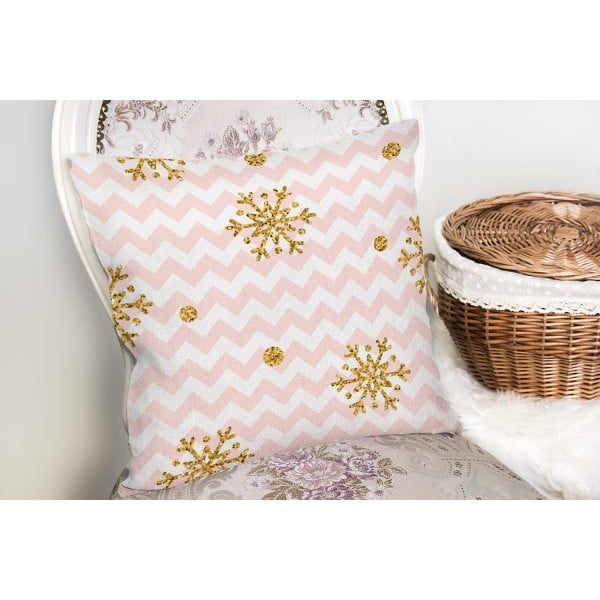 Față de pernă cu model de Crăciun Minimalist Cushion Covers Golden Snowflakes, 42 x 42 cm-image-2