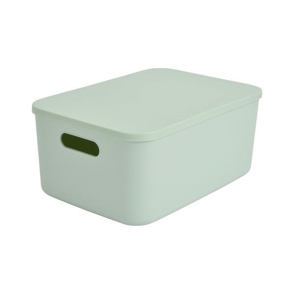Cutie de depozitare verde-deschis din plastic cu capac 35,5x25,5x16 cm – Homéa-image-3