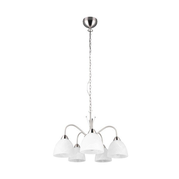 Lustră albă/argintie cu abajur din sticlă ø 55 cm Dobby – Trio