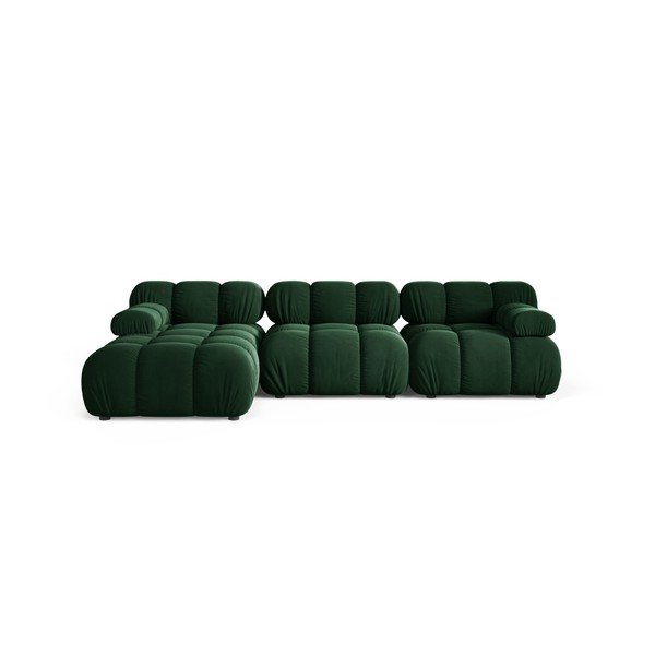 Colțar modular verde închis cu tapițerie din catifea (cu colț pe partea stângă/cu șezlong) – Micadoni 