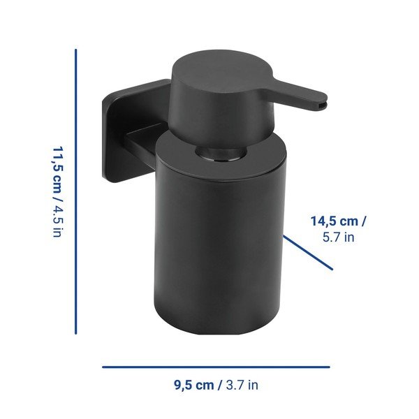 Dozator de săpun lichid negru mat autoadeziv cu Turbo-Loc din oțel inoxidabil Porto – Wenko-image-1