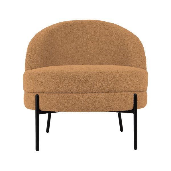 Fotoliu maro deschis cu tapițerie din țesătură bouclé Noble – Leitmotiv-image-2