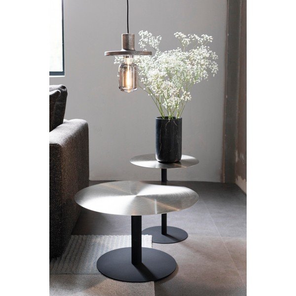 Măsuță de cafea neagră/aurie rotundă din metal ø 60 cm Snow – Zuiver-image-1