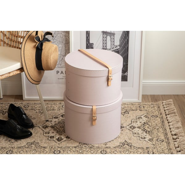 Cutii de depozitare roz-deschis 2 buc. din carton cu capac ø 37,5x25 cm Rut Restore Paper Laminate – Bigso-image-1