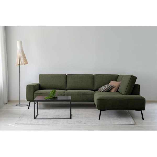 Colțar verde închis cu tapițerie din chenille (cu colț pe partea dreaptă/în formă de ”L”) Amsterdam – Scandic-image-1