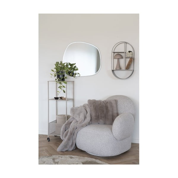 Fotoliu gri deschis cu tapițerie din țesătură bouclé Messina – House Nordic-image-4