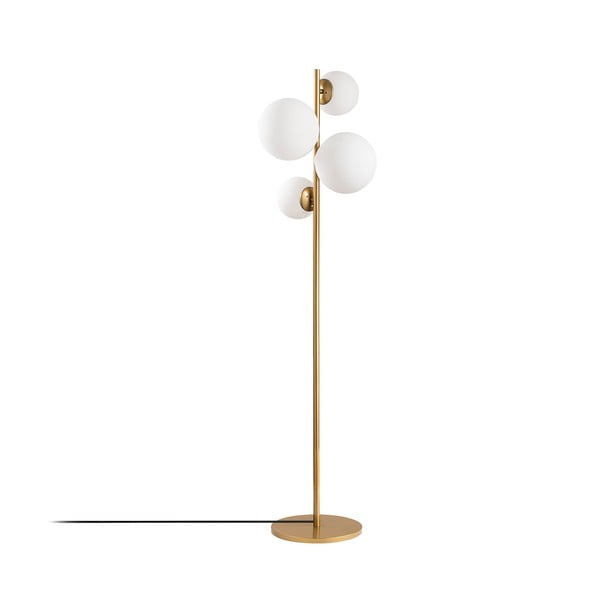 Lampadar alb/alămiu cu abajur din sticlă (înălțime 162 cm) Fazli – Opviq lights