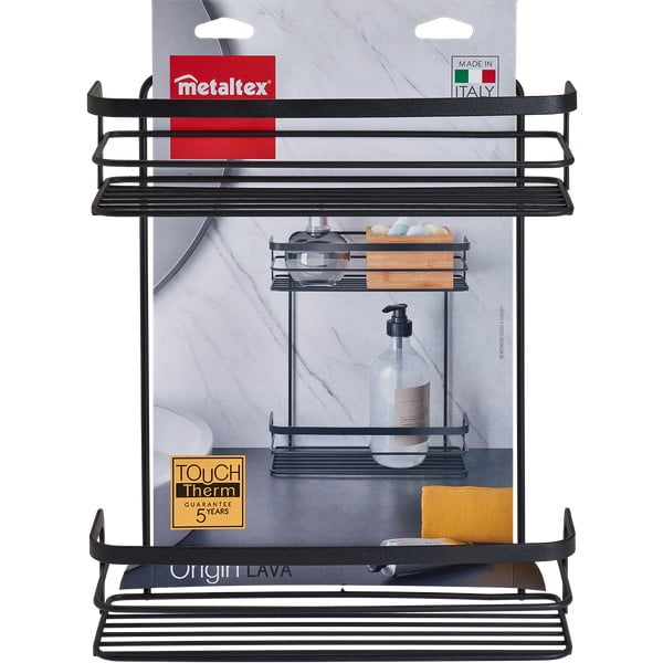 Raft de baie cu 2 etaje Metaltex Origin Lava, negru-image-3