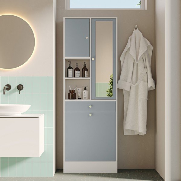 Dulap de baie alb-gri 63x181 cm Combi – TemaHome-image-4