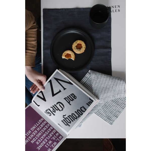 Suport din in pentru farfurie Linen Tales, 35 x 45 cm, gri închis-image-2