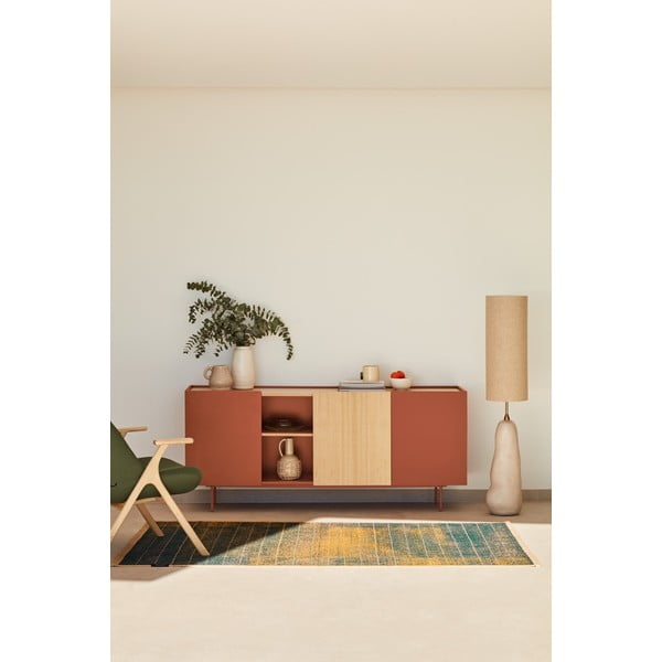 Comodă cărămiziu-natural joasă cu aspect de lemn de stejar 180x78 cm Otto – Teulat-image-1