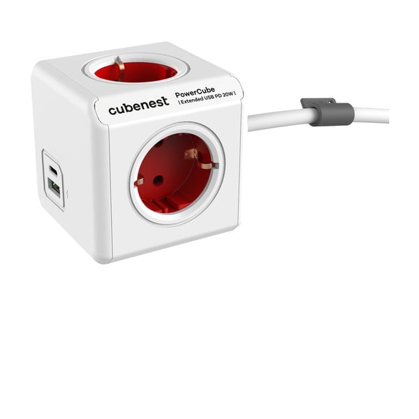 Priză 13 cm PowerCube Extended USB Schuko – Cubenest