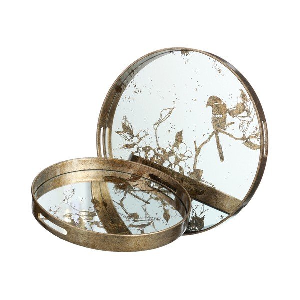 Tavă cu sticlă Ixia Gold Birds, auriu-image-4