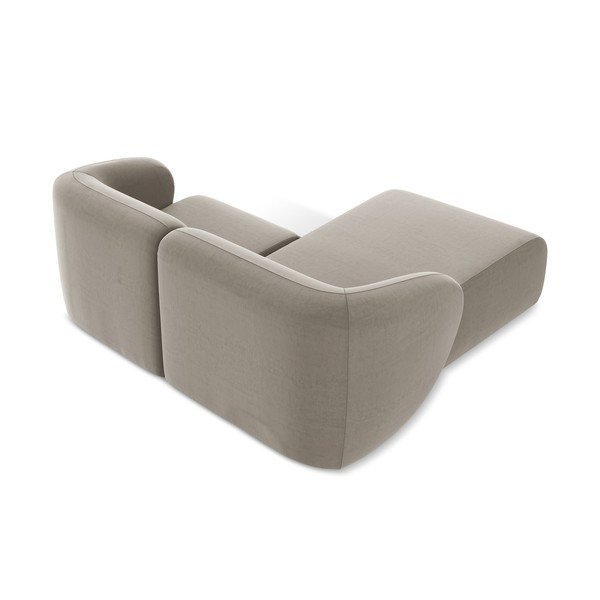 Colțar maro deschis cu tapițerie din catifea (cu colț pe partea stângă/cu șezlong) Lani – Makamii-image-3