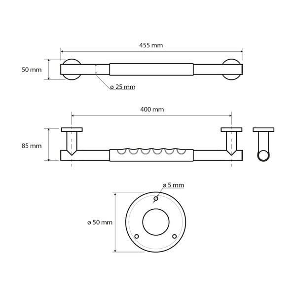 Mâner de siguranță pentru baie de montat pe perete din oțel inoxidabil 45,5 cm – Sapho-image-1