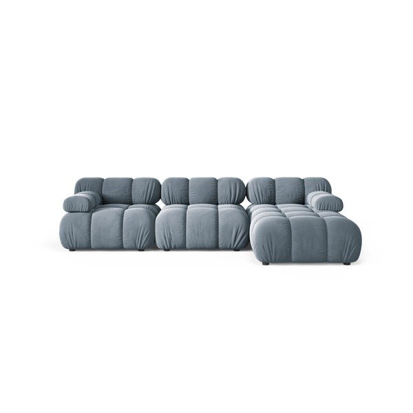 Colțar modular gri cu tapițerie din catifea (cu colț pe partea dreaptă/cu șezlong) – Micadoni 