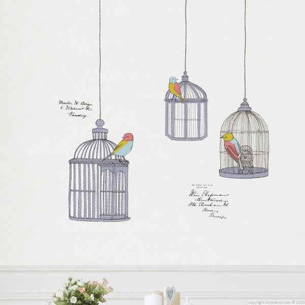 Set autocolante Ambiance Birds In Cage-image-1