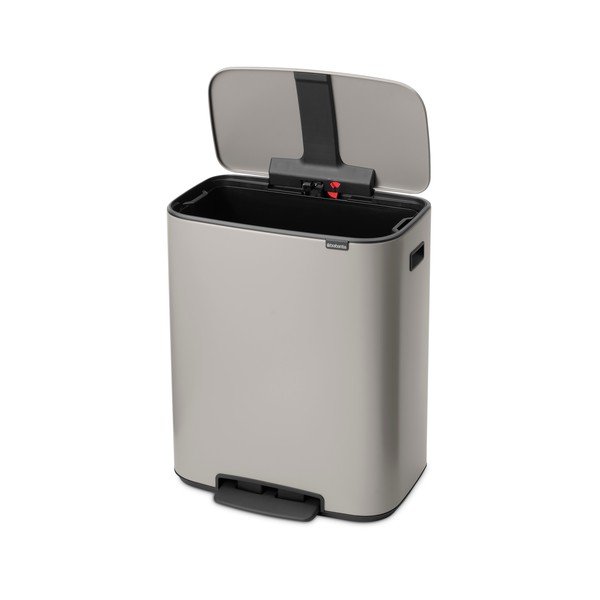 Coș de gunoi gri deschis cu pedală din oțel 60 l Bo – Brabantia