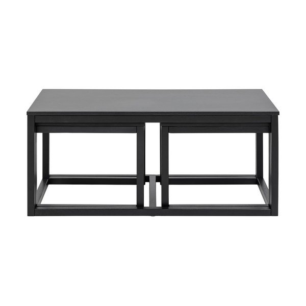 Măsuțe de cafea negre 3 buc. cu blat cu aspect de lemn de stejar 60x120 cm Cornus – Actona-image-3