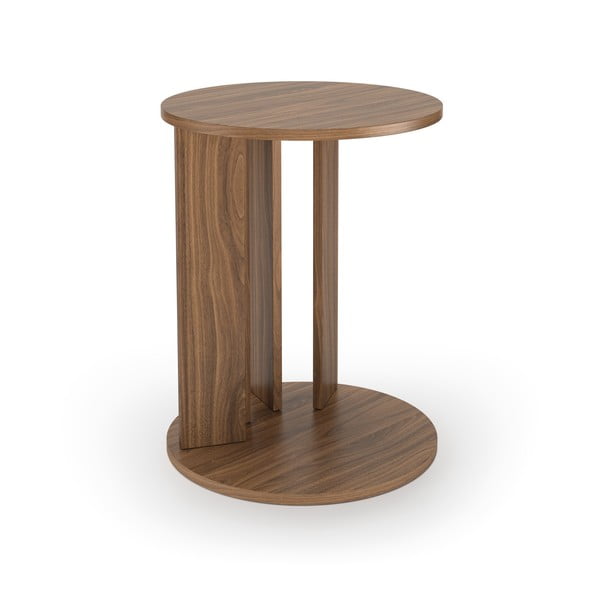 Măsuță de cafea rotundă cu blat aspect de lemn de nuc ø 50 cm Nora TemaHome-image-2