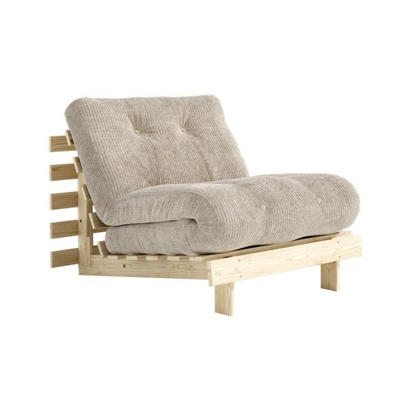 Fotoliu crem extensibil de tip futon cu tapițerie din catifea reiată Roots – Karup