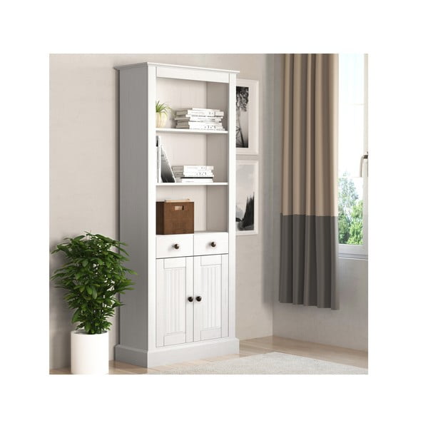 Bibliotecă albă din lemn de pin 181x31 cm Mille – Støraa-image-1