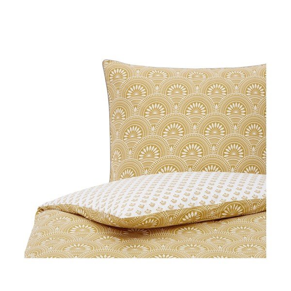 Lenjerie de pat alb-galben din bumbac organic 200x135 cm Tiara - Westwing Collection-image-3