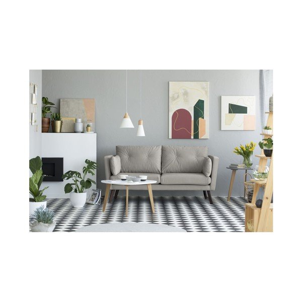 Canapea cu 3 locuri Mazzini Sofas Cotton, gri deschis-image-2