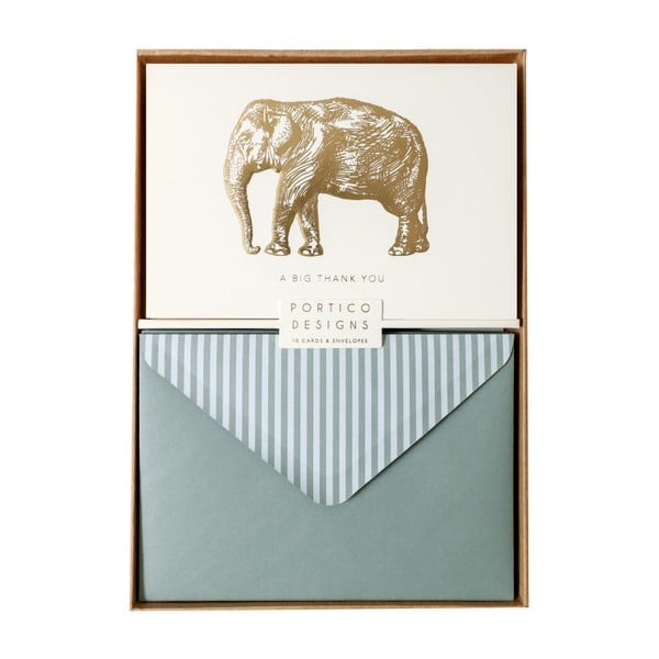 Set 10 felicitări cu plic Portico Designs FOIL Big Elephant