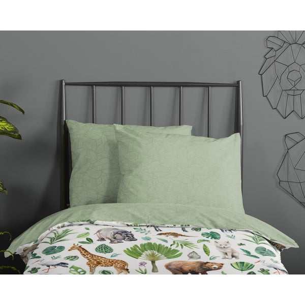 Lenjerie de pat pentru copii verde din bumbac pentru pat de o persoană 140x200 cm Samba – Good Morning-image-2