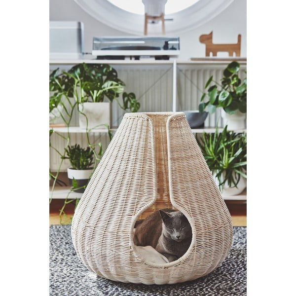 Pat  în culoare naturală pentru pisici din ratan ø 56 cm Perla Natural – MiaCara-image-3