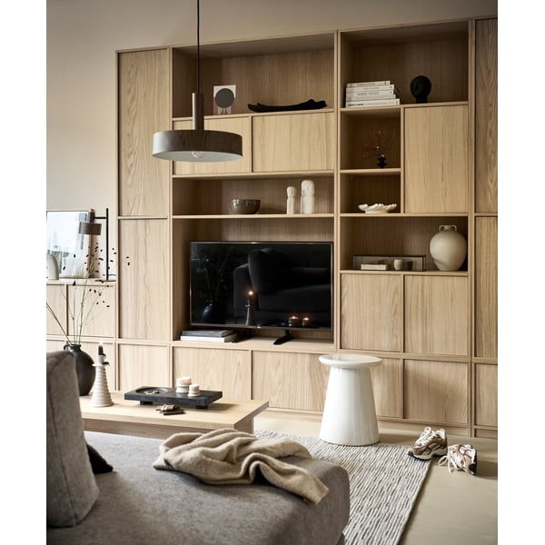 Bibliotecă modulară în culoare naturală cu aspect de lemn de stejar 217x243 cm Modulair – vtwonen-image-1