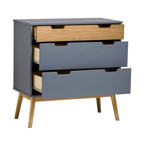 Comodă din lemn masiv de pin Marckeric Baku, înălțime 82 cm, gri-image-4