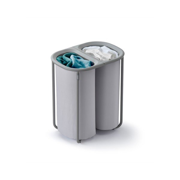 Coș de rufe gri deschis 2x40 l din material textil Duo – Joseph Joseph