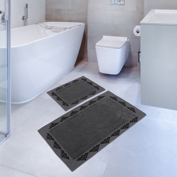 Set 2 covorașe din bumbac pentru baie Hobby Sapphire, gri închis
