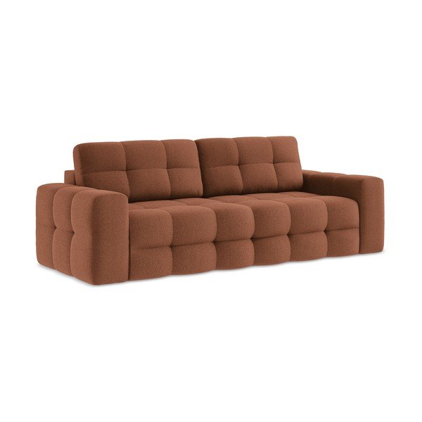 Canapea teracotă extensibilă cu tapițerie din țesătură bouclé 255 cm Milu – Makamii-image-1