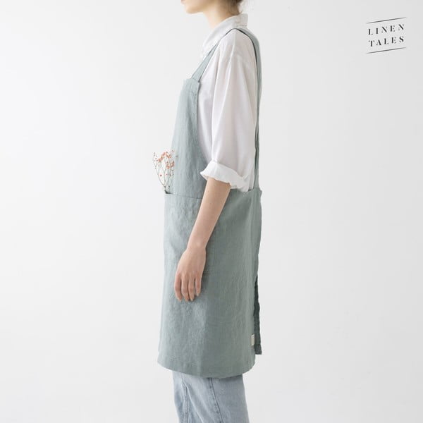 Șorț din in Linen Tales Crossback, lungime 80 cm, verde-image-2