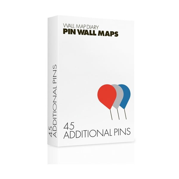 Bolduri pentru harta Pin World, 45 buc., multicolor
