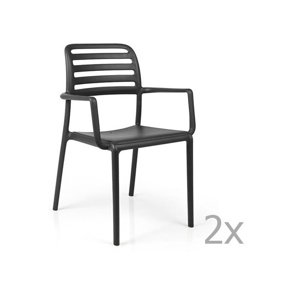 Set 2 scaune de grădină Nardi Costa, gri antracit