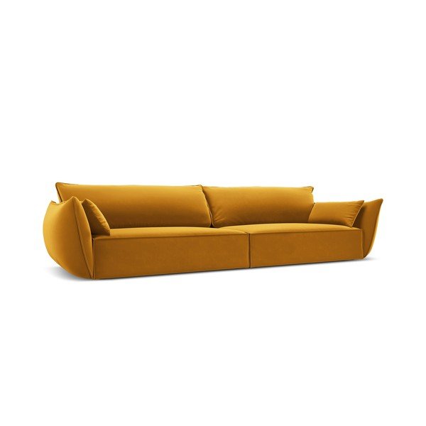 Canapea galben-muștar cu tapițerie din catifea 248 cm Vanda – Mazzini Sofas-image-2