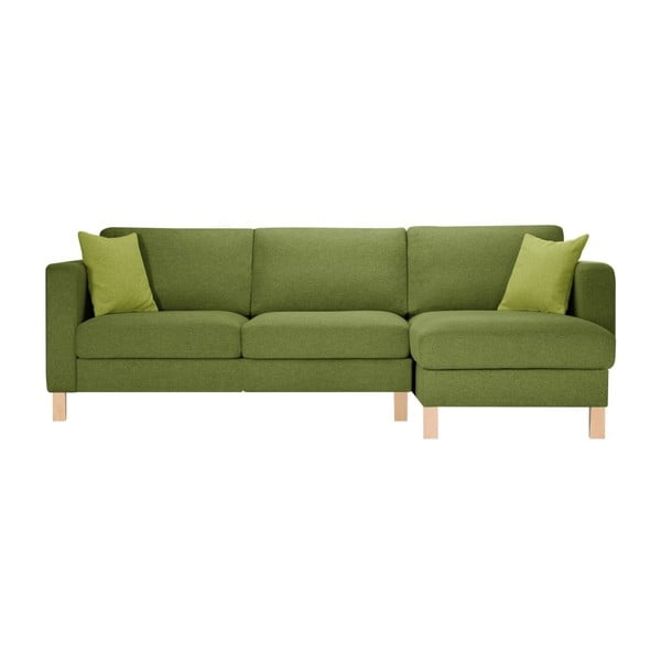 Canapea cu șezlong pe partea dreaptă și 2 perne Stella Cadente Maison Canoa, verde deschis
