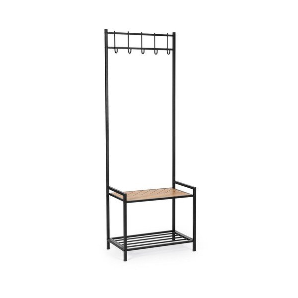 Cuier de perete negru/în culoare naturală cu raft din metal 64,5 cm Haldor – Yes Everyday