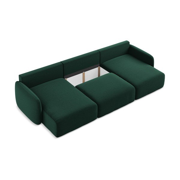 Colțar verde închis extensibil/cu spațiu de depozitare cu tapițerie din catifea (în formă de "U") Kalena – Makamii-image-4