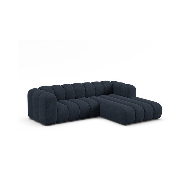 Colțar albastru închis cu tapițerie din chenille (cu colț pe partea dreaptă/cu șezlong) Lupine – Micadoni -image-1