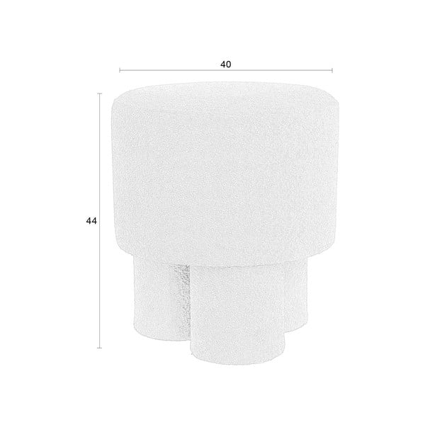 Taburet alb cu tapițerie din țesătură bouclé Marcos – White Label-image-4